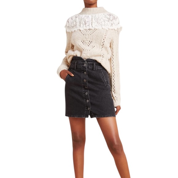 Pilcro and the Letterpress Dresses & Skirts - Pilcro and the Letterpress Anthropologie Black Button Front Denim Mini Skirt 12